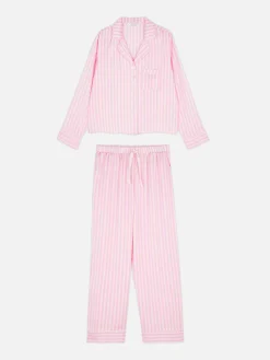Schlafanzüge|Primark Langarm-Schlafanzug Aus Satin Rosa