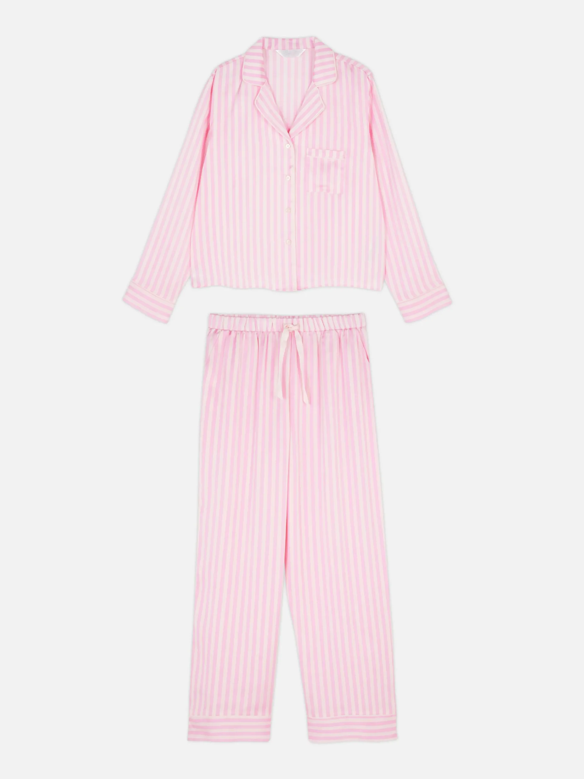 Schlafanzüge|Primark Langarm-Schlafanzug Aus Satin Rosa