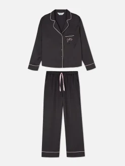 Schlafanzüge|Primark Langarm-Schlafanzug Aus Satin Schwarz