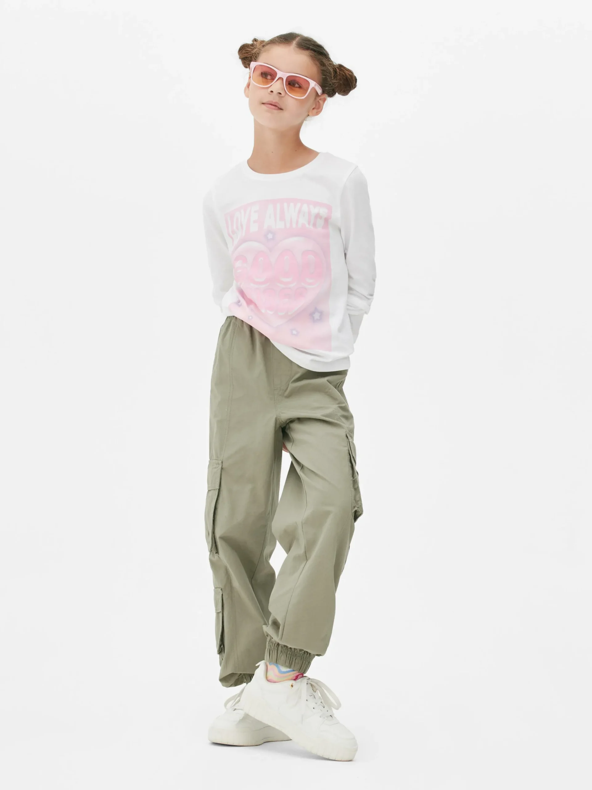 Tops Und T-Shirts|Primark Langarmshirt Mit Print Auf Der Brust Weiß
