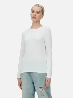 Tops Und T-Shirts|Primark Langarmtop Aus Stretch Weiß