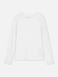 Tops Und T-Shirts|Primark Langarmtop Aus Stretch Weiß