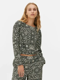 Blusen|Primark Langarm-Top Mit Kordelzug Am Saum Zum Kombinieren Schwarz/Weiß