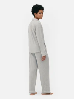 Schlafanzüge|Primark Langer Boyfriend-Schlafanzug Grau meliert