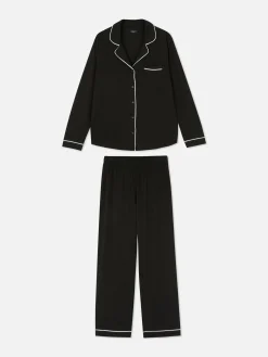 Schlafanzüge|Primark Langer Boyfriend-Schlafanzug Schwarz