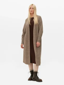 Pullover Und Cardigans|Primark Langer, Gerippter Cardigan Taupefarben