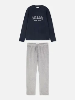 Schlafanzüge|Primark Langer „Miami“ Schlafanzug Marineblau