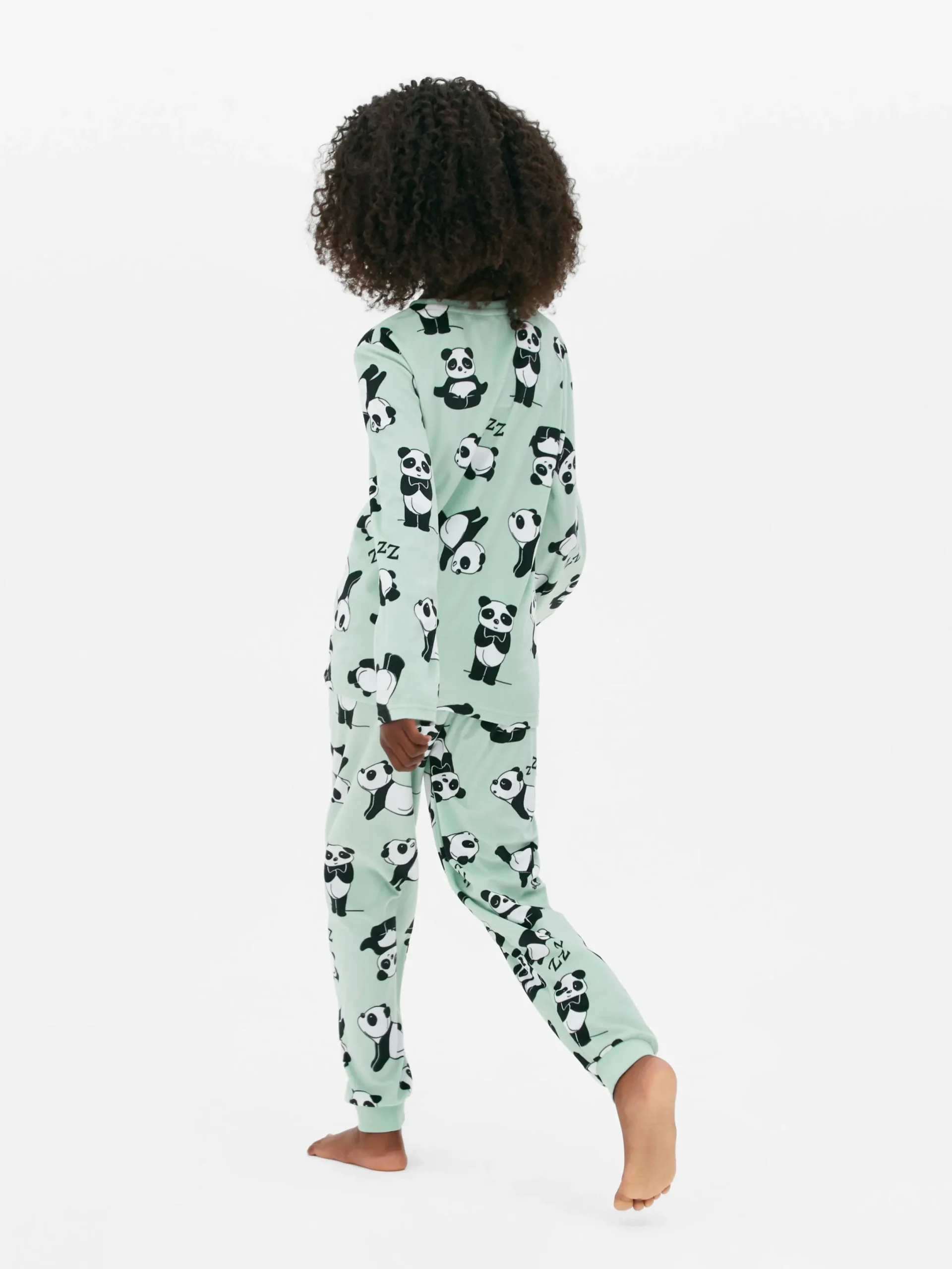 Schlafanzüge Und Nachtwäsche|Primark Langer Velours-Schlafanzug Mit Pandamotiv Grün