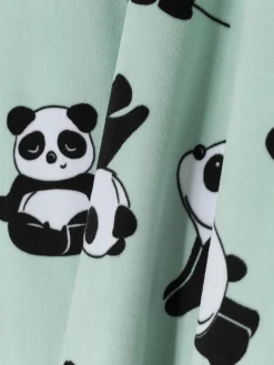 Schlafanzüge Und Nachtwäsche|Primark Langer Velours-Schlafanzug Mit Pandamotiv Grün