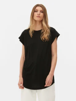 Tops Und T-Shirts|Primark Langes Essential-T-Shirt Schwarz