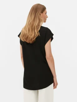 Tops Und T-Shirts|Primark Langes Essential-T-Shirt Schwarz