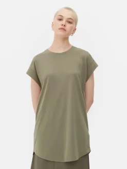 Tops Und T-Shirts|Primark Langes Essential-T-Shirt Khakifarben