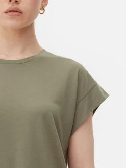 Tops Und T-Shirts|Primark Langes Essential-T-Shirt Khakifarben
