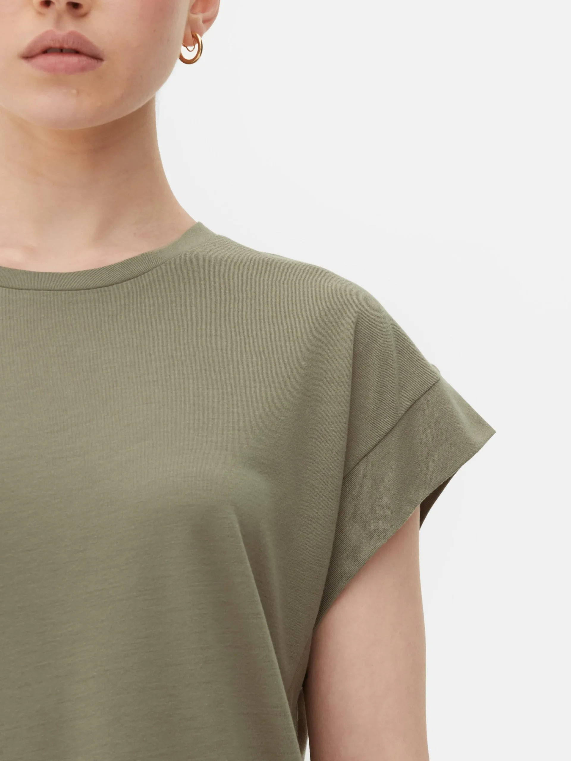 Tops Und T-Shirts|Primark Langes Essential-T-Shirt Khakifarben