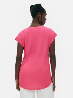 Tops Und T-Shirts|Primark Langes Essential-T-Shirt Rosa