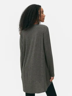 Tops Und T-Shirts|Primark Langes Langarm-Top Mit Rundem Saum Anthrazitfarben