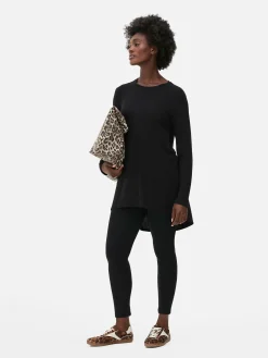 Tops Und T-Shirts|Primark Langes Langarm-Top Mit Rundem Saum Schwarz