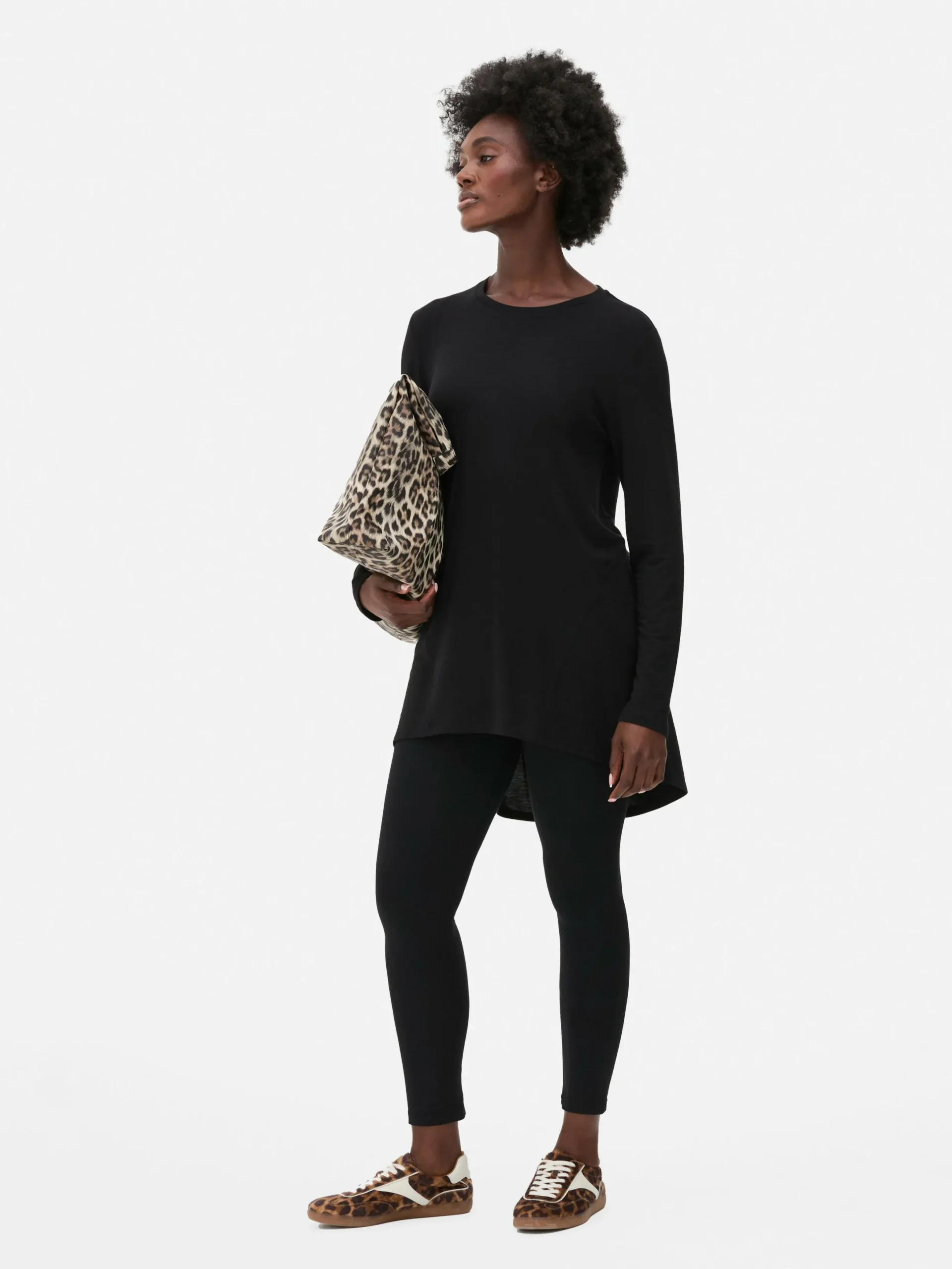 Tops Und T-Shirts|Primark Langes Langarm-Top Mit Rundem Saum Schwarz