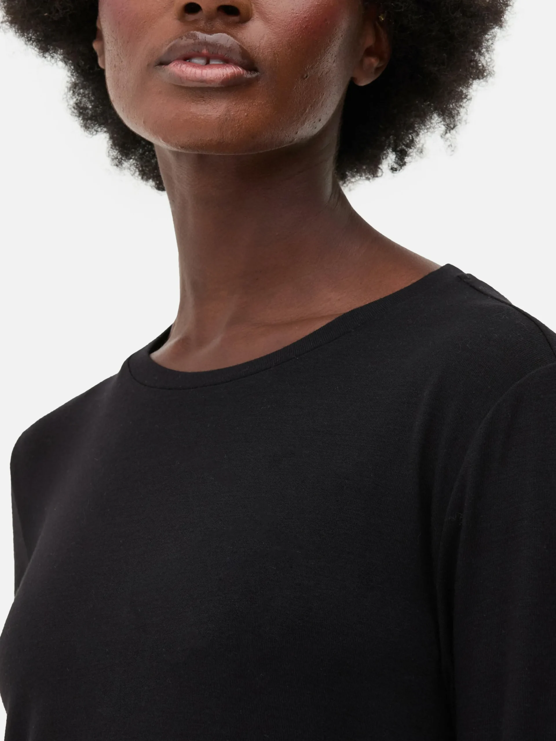 Tops Und T-Shirts|Primark Langes Langarm-Top Mit Rundem Saum Schwarz