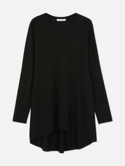 Tops Und T-Shirts|Primark Langes Langarm-Top Mit Rundem Saum Schwarz