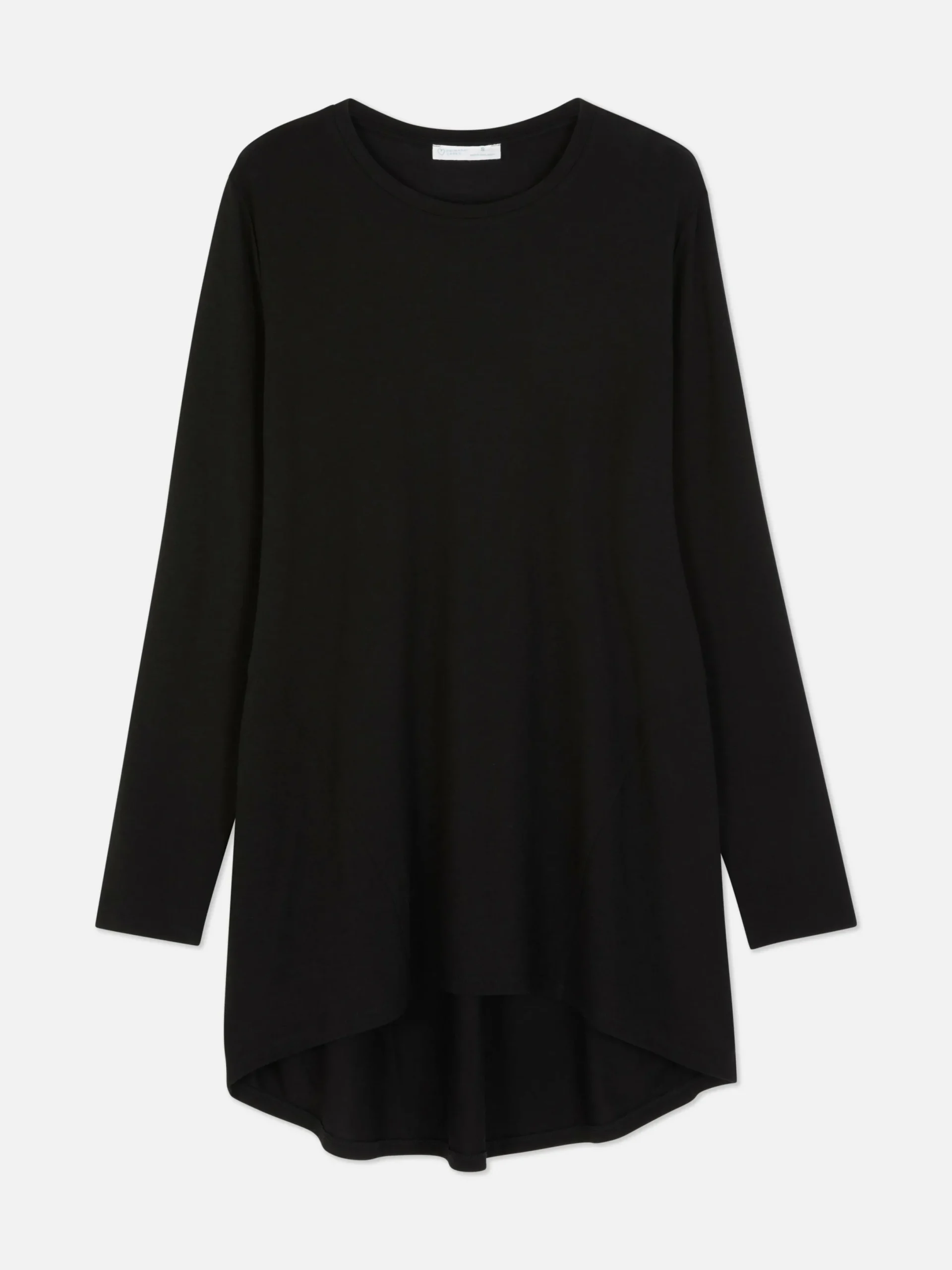 Tops Und T-Shirts|Primark Langes Langarm-Top Mit Rundem Saum Schwarz