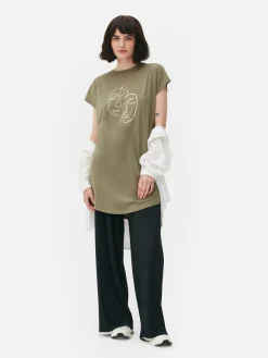 Tops Und T-Shirts|Primark Langes T-Shirt Mit Rundhalsausschnitt Khakifarben