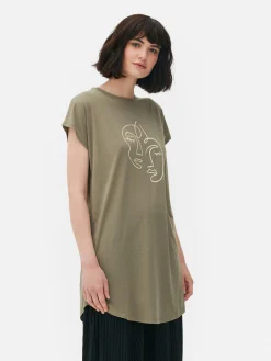 Tops Und T-Shirts|Primark Langes T-Shirt Mit Rundhalsausschnitt Khakifarben