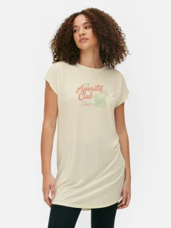Tops Und T-Shirts|Primark Langes T-Shirt Mit Rundhalsausschnitt Elfenbeinfarben