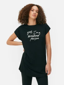 Tops Und T-Shirts|Primark Langes T-Shirt Mit Rundhalsausschnitt Schwarz