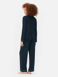Schlafanzüge|Primark Langärmeliger Boyfriend-Schlafanzug Aus Jersey Marineblau