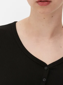 Tops Und T-Shirts|Primark Langärmeliger Henley-Body Schwarz
