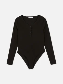 Tops Und T-Shirts|Primark Langärmeliger Henley-Body Schwarz