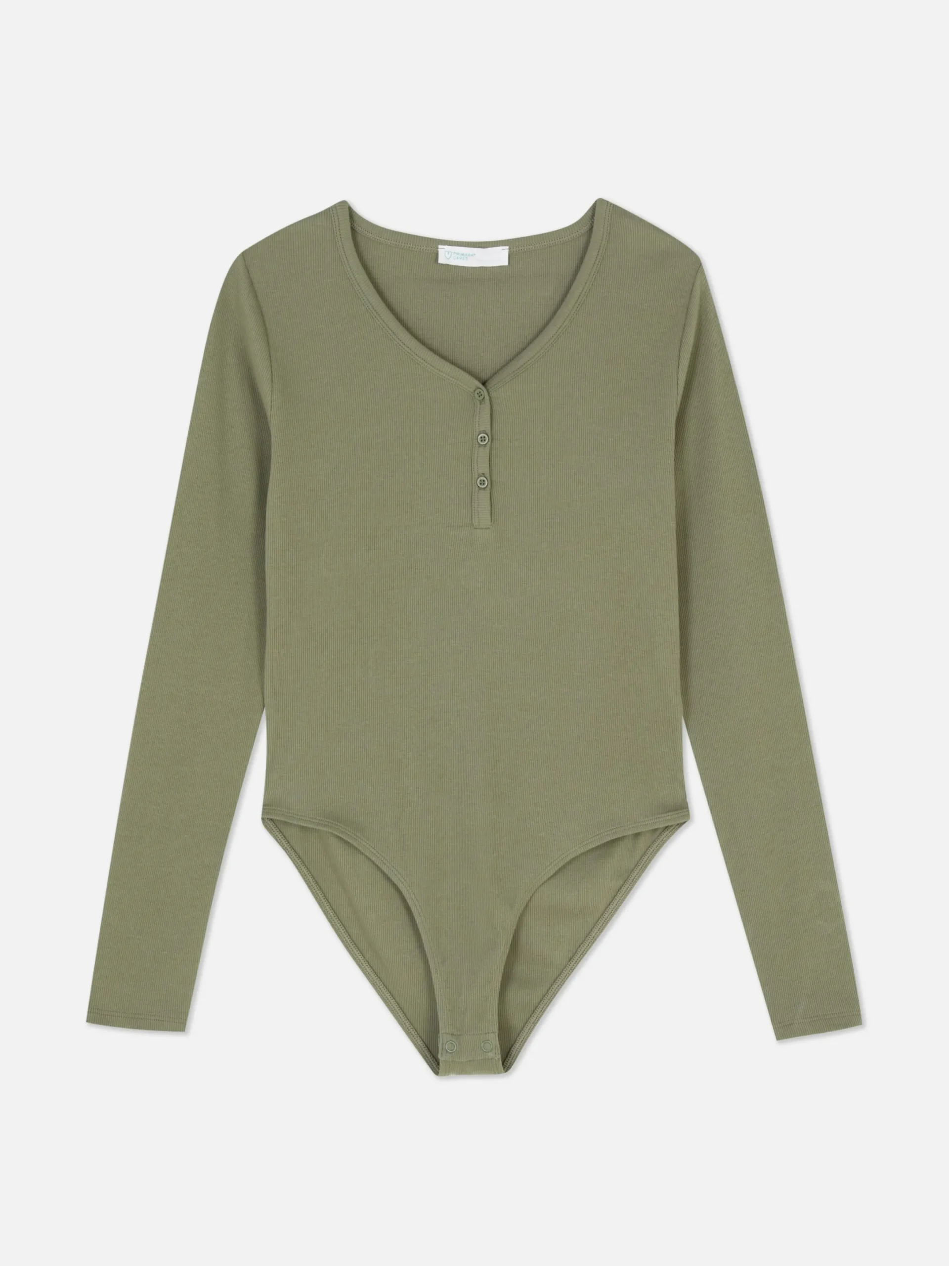 Tops Und T-Shirts|Primark Langärmeliger Henley-Body Khakifarben