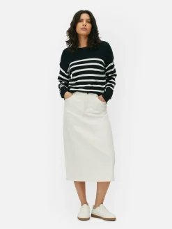Pullover Und Cardigans|Primark Langärmeliger Pullover Mit U-Boot-Ausschnitt Schwarz/Weiß