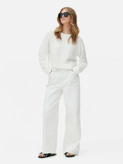 Pullover Und Cardigans|Primark Langärmeliger Pullover Mit U-Boot-Ausschnitt Weiß