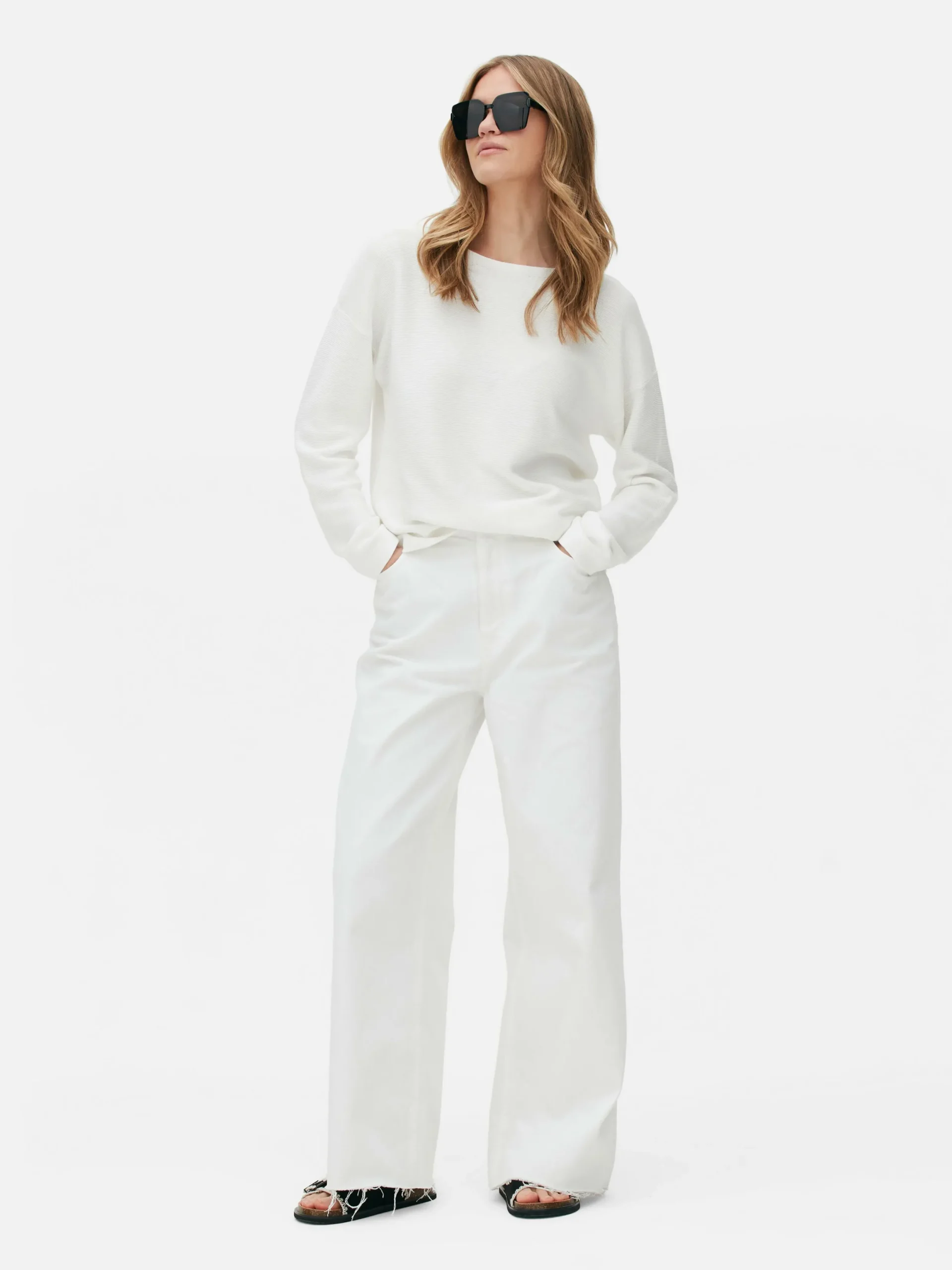 Pullover Und Cardigans|Primark Langärmeliger Pullover Mit U-Boot-Ausschnitt Weiß