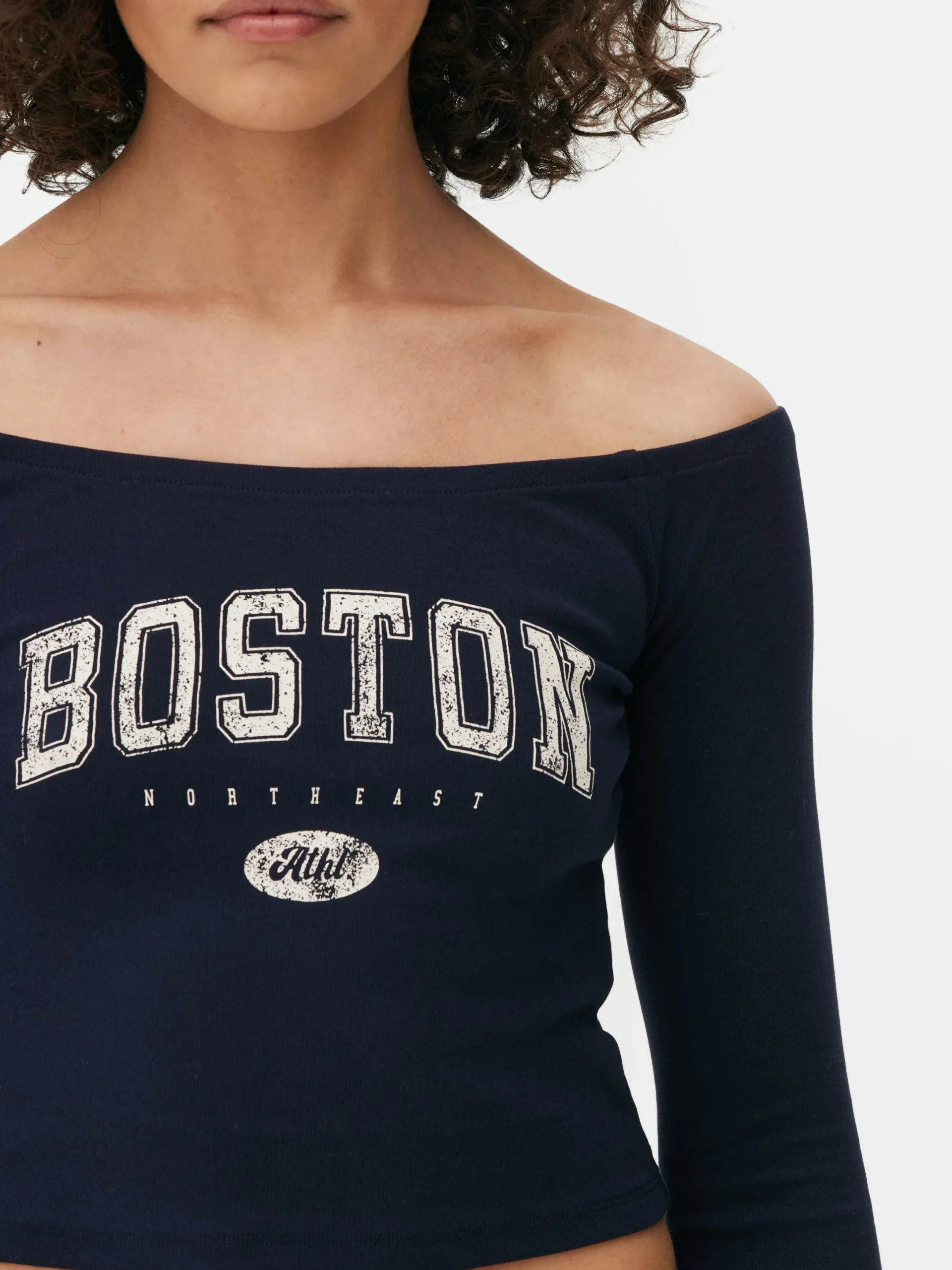 Tops Und T-Shirts|Primark Langärmeliges, Bauchfreies Bardot-Top Marineblau