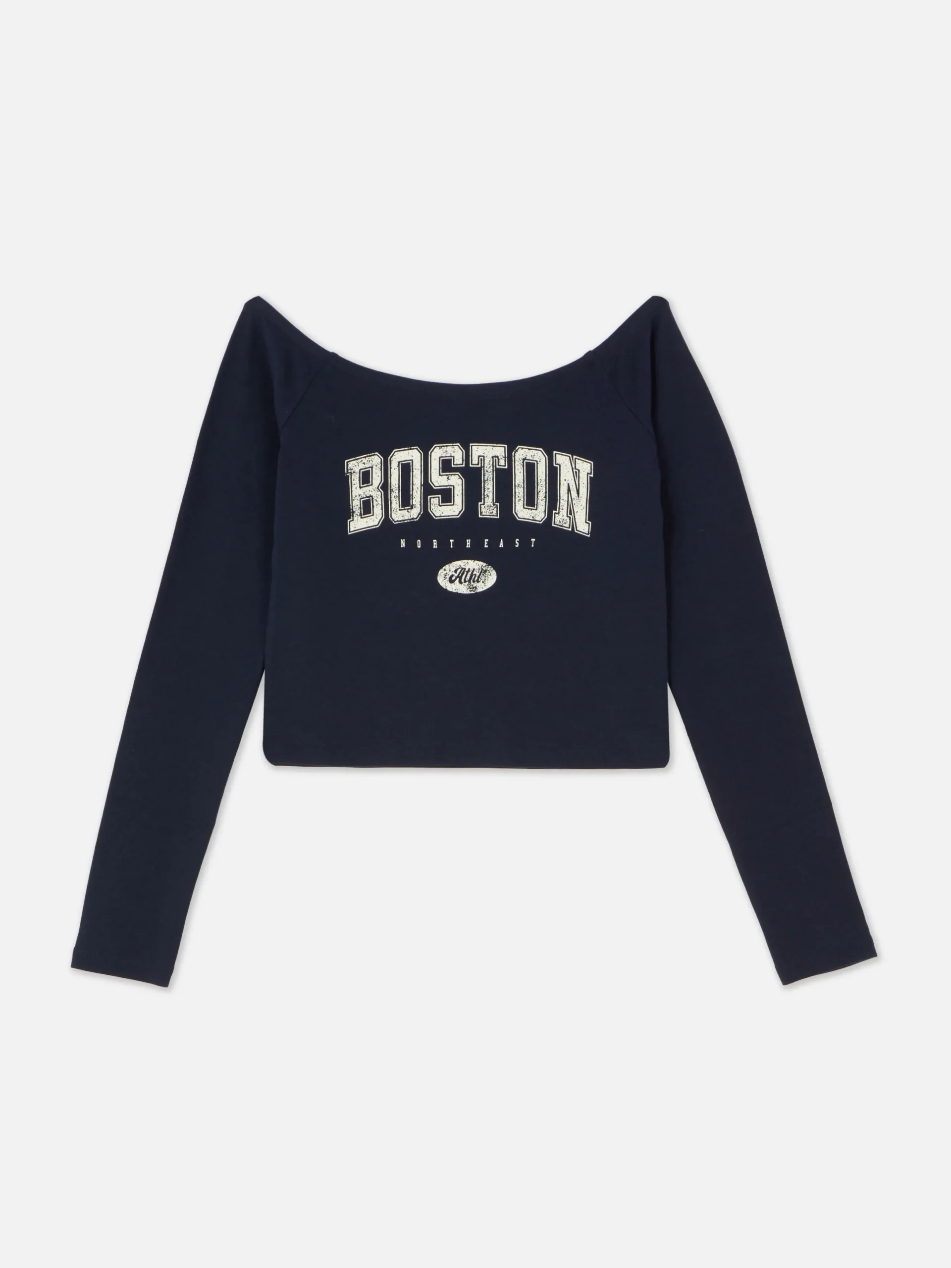 Tops Und T-Shirts|Primark Langärmeliges, Bauchfreies Bardot-Top Marineblau
