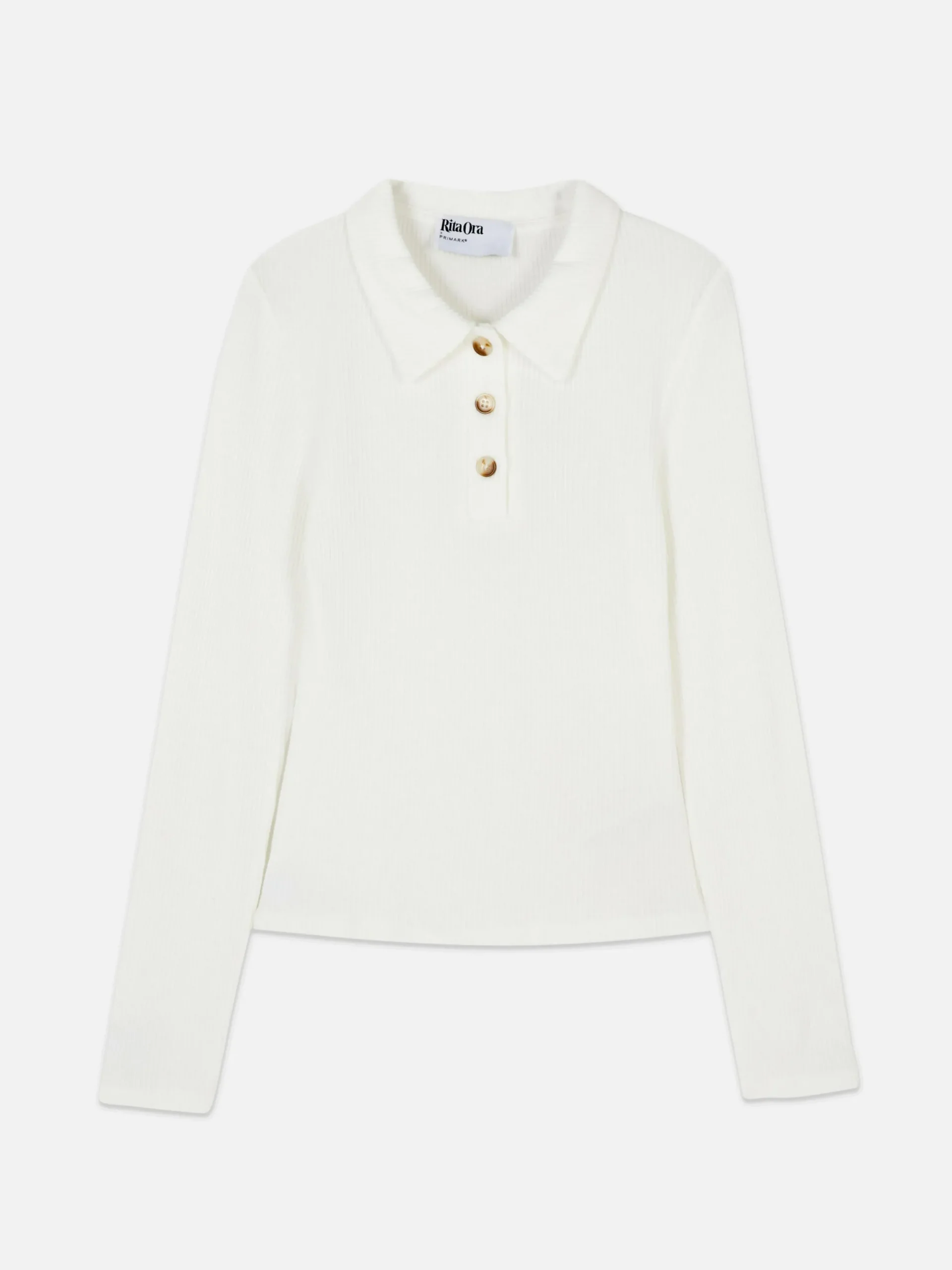 Tops Und T-Shirts|Primark Langärmeliges, Geripptes „Rita Ora“ Poloshirt Elfenbeinfarben
