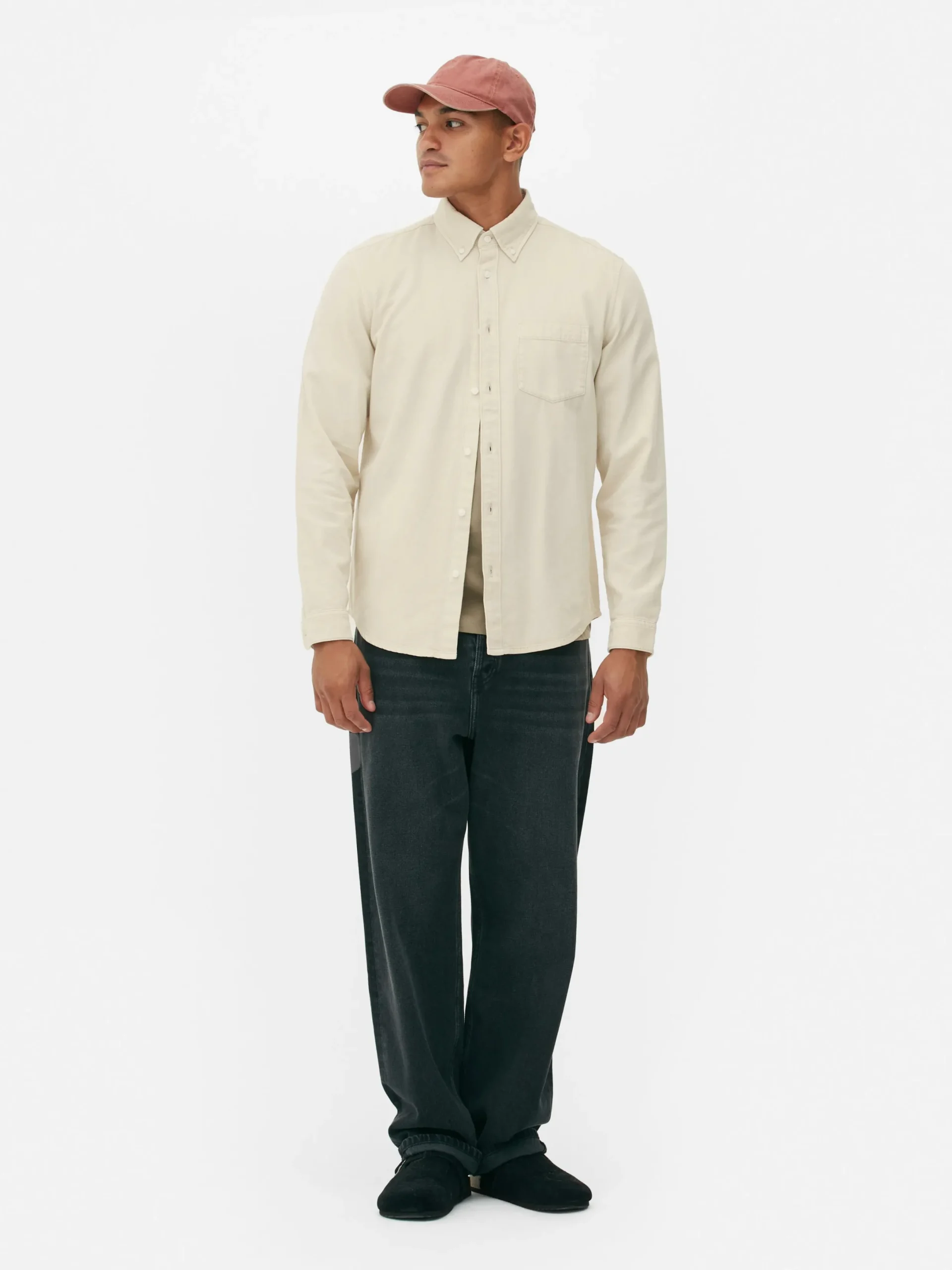 Hemden|Primark Langärmeliges Hemd Aus Baumwoll-Twill Beige