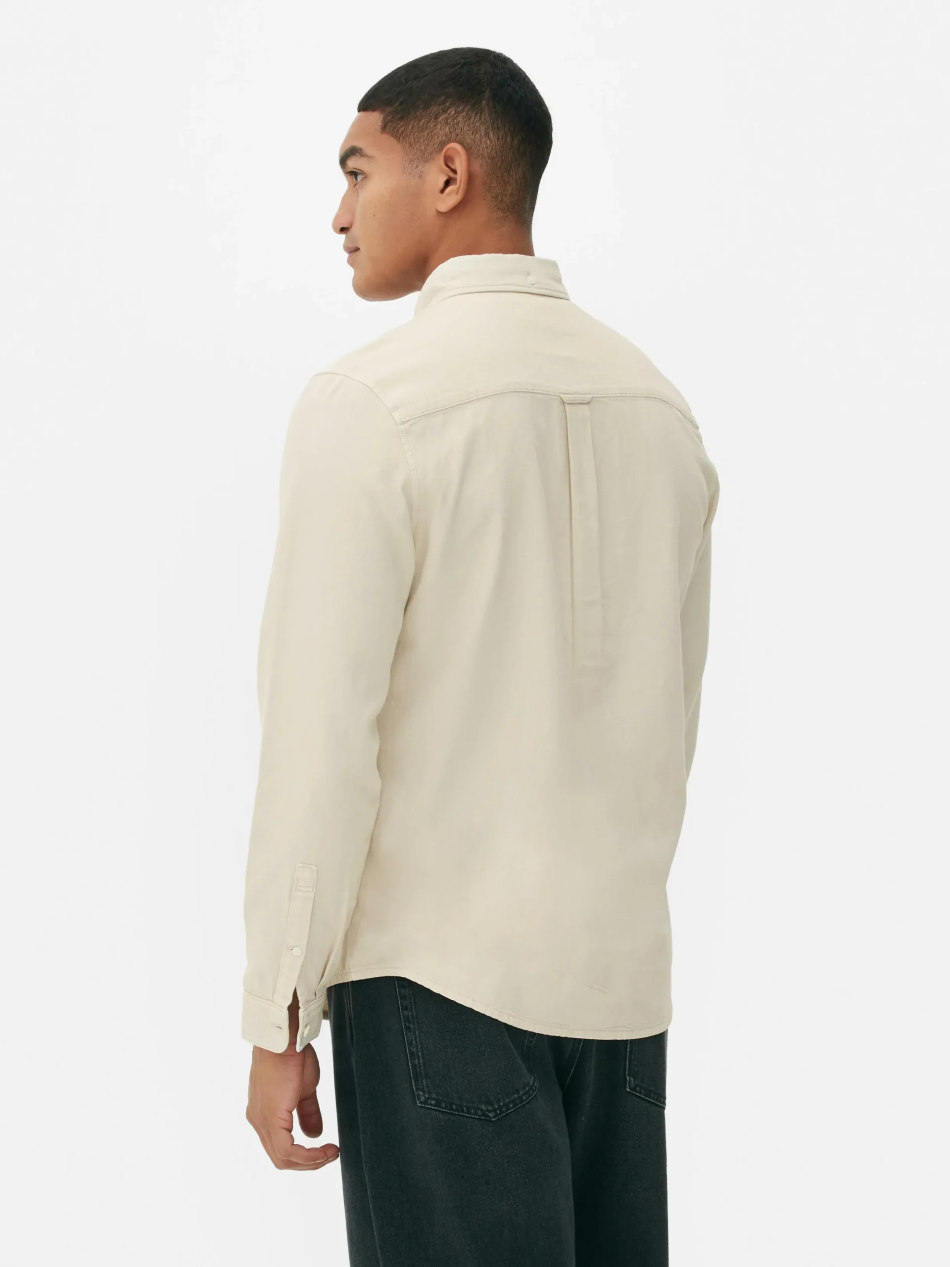 Hemden|Primark Langärmeliges Hemd Aus Baumwoll-Twill Beige