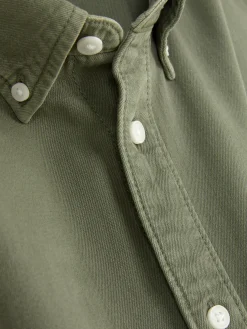 Hemden|Primark Langärmeliges Hemd Aus Baumwoll-Twill Hellgrün