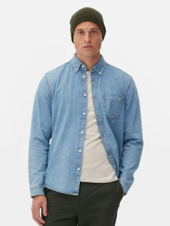 Hemden|Primark Langärmeliges Hemd Aus Baumwoll-Twill Blau