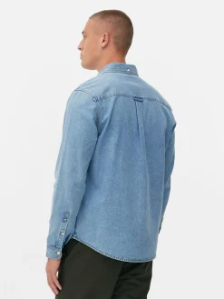 Hemden|Primark Langärmeliges Hemd Aus Baumwoll-Twill Blau
