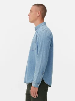 Hemden|Primark Langärmeliges Hemd Aus Baumwoll-Twill Blau
