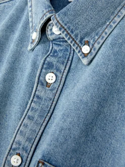 Hemden|Primark Langärmeliges Hemd Aus Baumwoll-Twill Blau