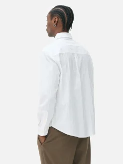 Hemden|Primark Langärmeliges Jacquardhemd Weiß