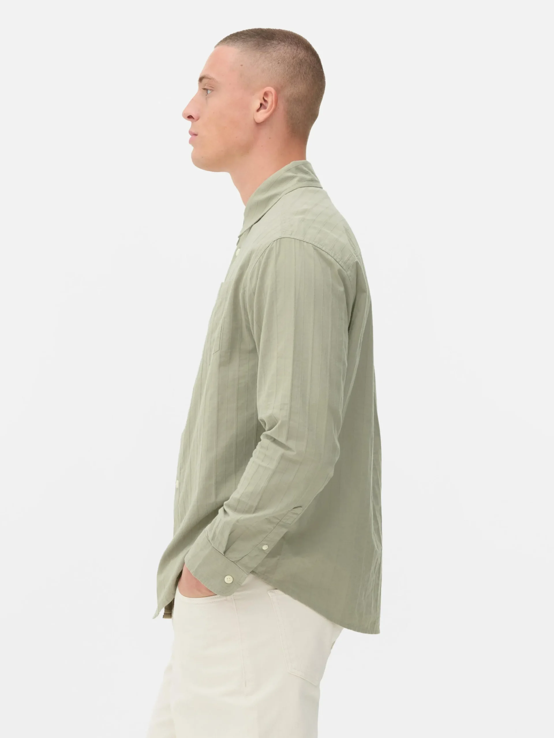Hemden|Primark Langärmeliges Jacquardhemd Grün