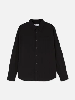 Hemden|Primark Langärmeliges Jacquardhemd Schwarz