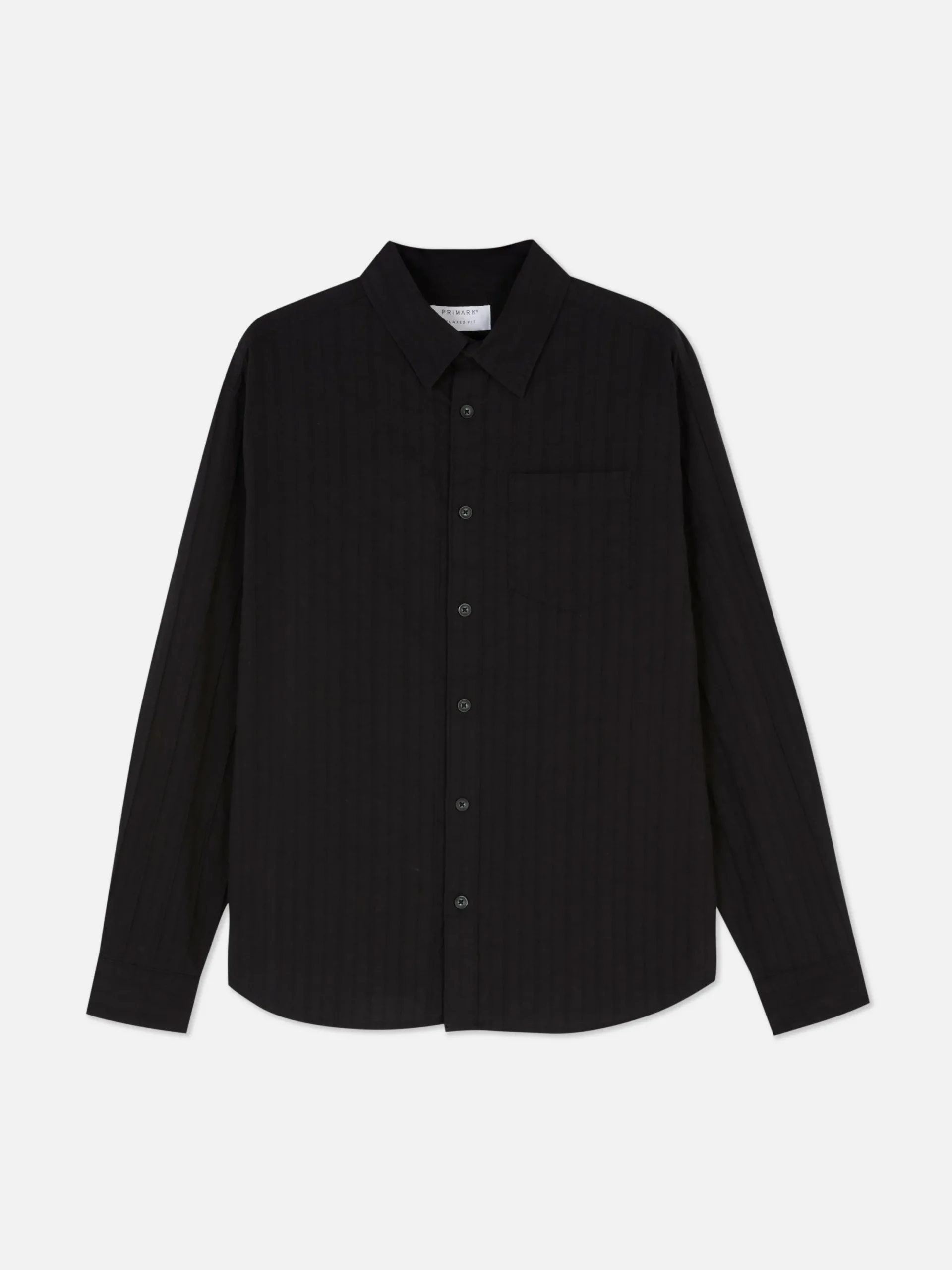 Hemden|Primark Langärmeliges Jacquardhemd Schwarz
